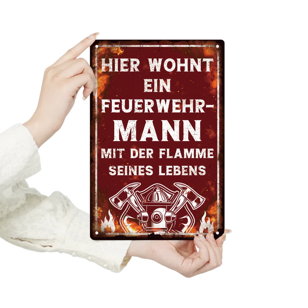 Feuerwehr-Vintage-Metallblechschild – Wandkunst-Dekor, wasserdicht, staubdicht, Geschenk für Feuerwehrleute, Zuhause, Bar, Garage, Restaurant
