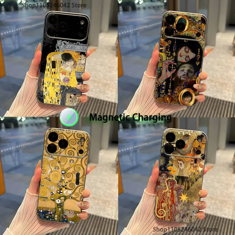 

The Art of Gustav Klimt For iPhone 17,16,15,14,13,12,11,Pro,Max,Plus Transparent gray Phone Case Magnetic Wireless Charging