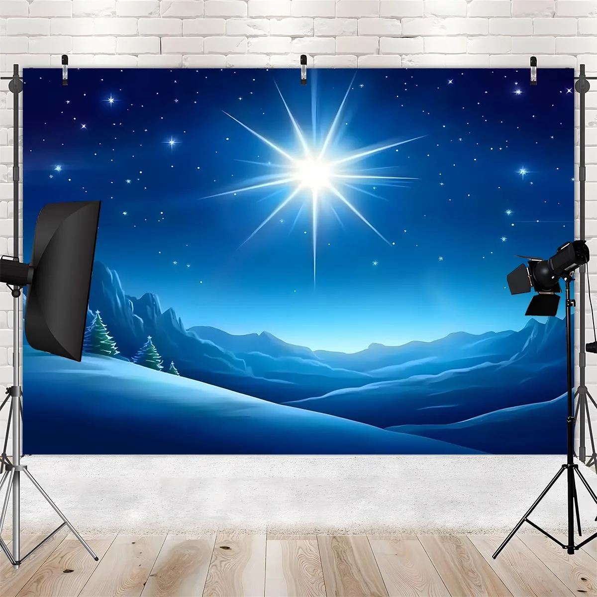 لوحة خلفية على شكل نجمة عيد الميلاد، لافتة رؤية ليلية للديكور الداخلي والخارجي، ديكور جداري متعدد الأغراض. #2