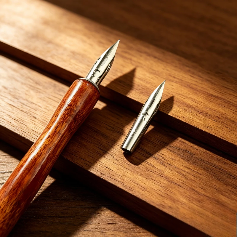 Hand Polished Wooden Pole Dipped in Water Pen Tip Engineering Hook Line Drawing Special Pen G Pens D Tip Writing Fountain Pens