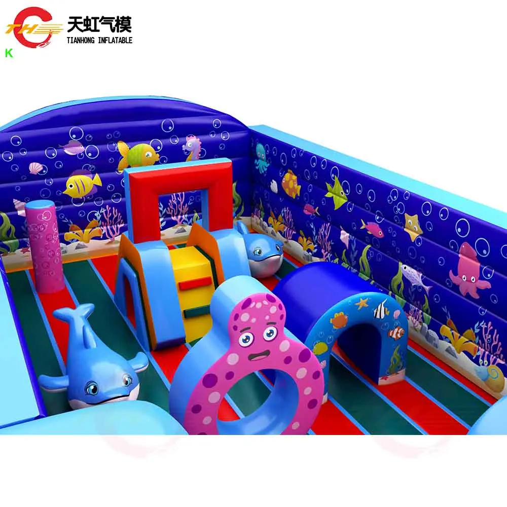 7x5m Sea World Theme Commercial Inflatable Bouncer Obstacle for Children Indoor Inflatable Bounce Castle Playground with Blower