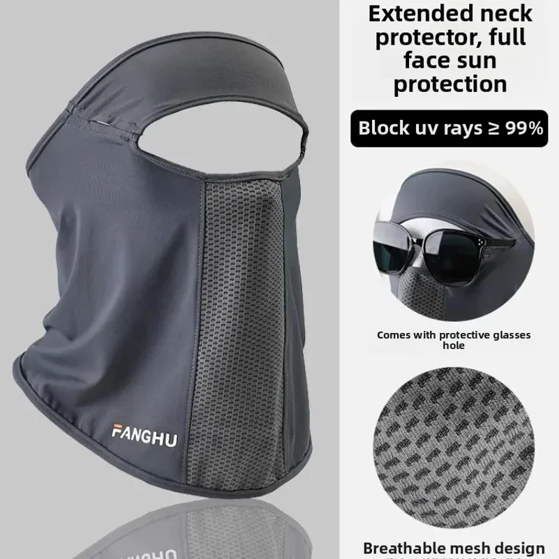 

Facial Gini Summer Sports Ear Cord Scarves Mask Neck Protection Anti-UV Ice Silk Sunscreen Mask Face Veil with Eyeglass Hole