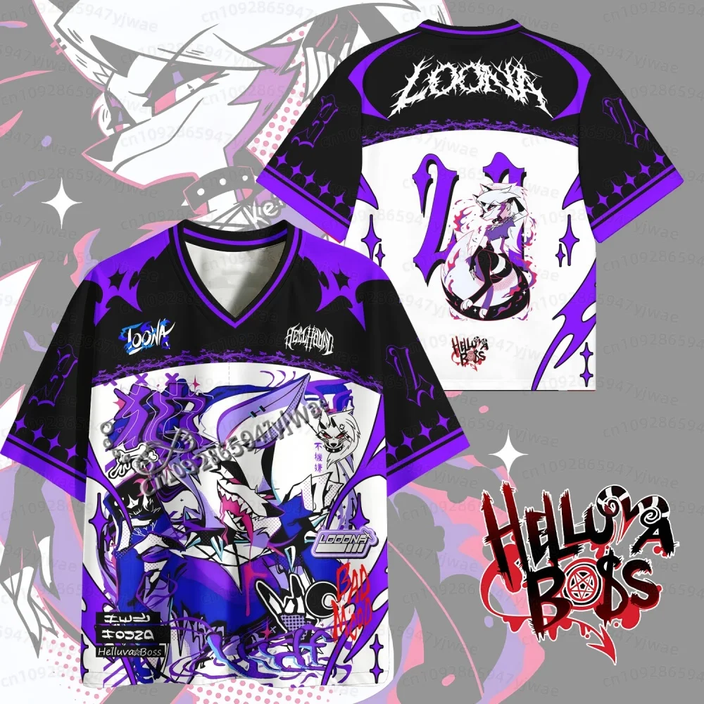 2026 Halloween Kids Cartoon Helluva Boss Oversized Jersey Y2k Style Men's And Women's Anime Lover Summer Breathable Kids T-Shirt