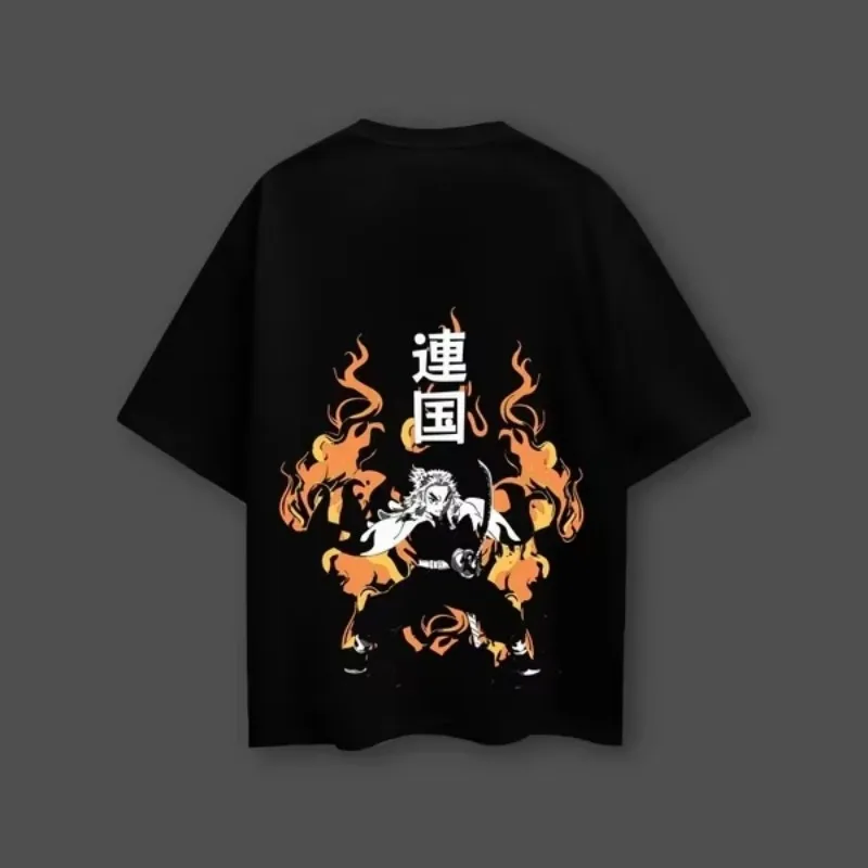 2026 Spring Festival Devil Killer Anime Kyojuro Rengoku Extra Large T-shirt for Men,High Quality Y2K Short Sleeve Summer T-shirt
