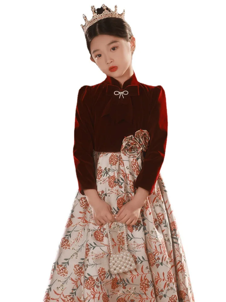 Luxury Party Dress for Kids Girl Children Girl Patchwork Floral Elegant Ball Gowns Infant Evening Dresess Teenagers Prom Vestido