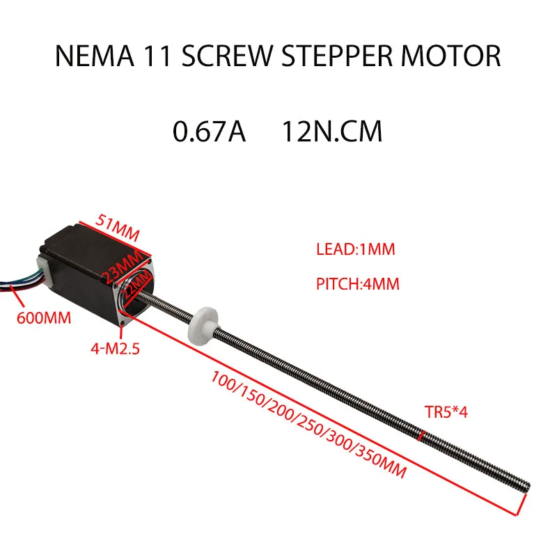 28HZ5006T5C4-250 Nema 11 Stepper Motor Two Phase Threaded Shaft Stepper Motor for Textile DIY Machine