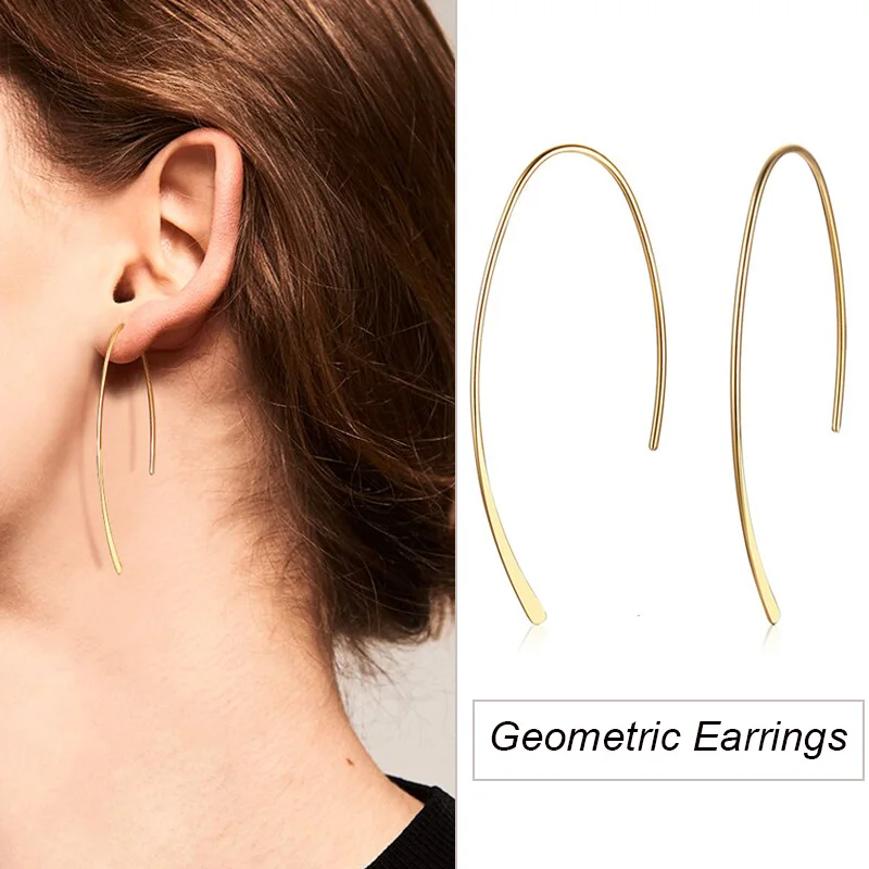 Stylish Geometric Hoop Earrings for Womens Girls Stainless Steel Minimalist Elegant Earings