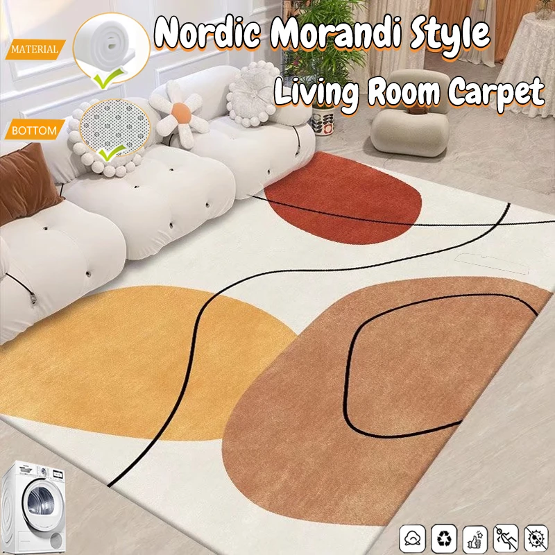 

Nordic Morandi Carpets for Living Room Decoration Simple Rug Bedroom Carpet Area Rugs Home Decor Non Slip Mats Washable Alfombra