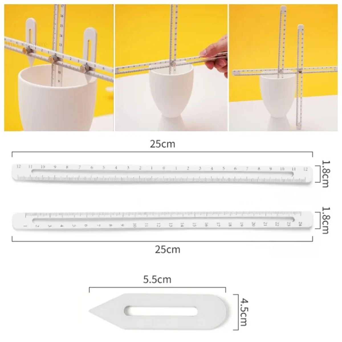 Ceramic Measuring Rule Combo Tool Set Multifunctional Depth/Thickness/Caliber Measuring Ruler Pottery Tools