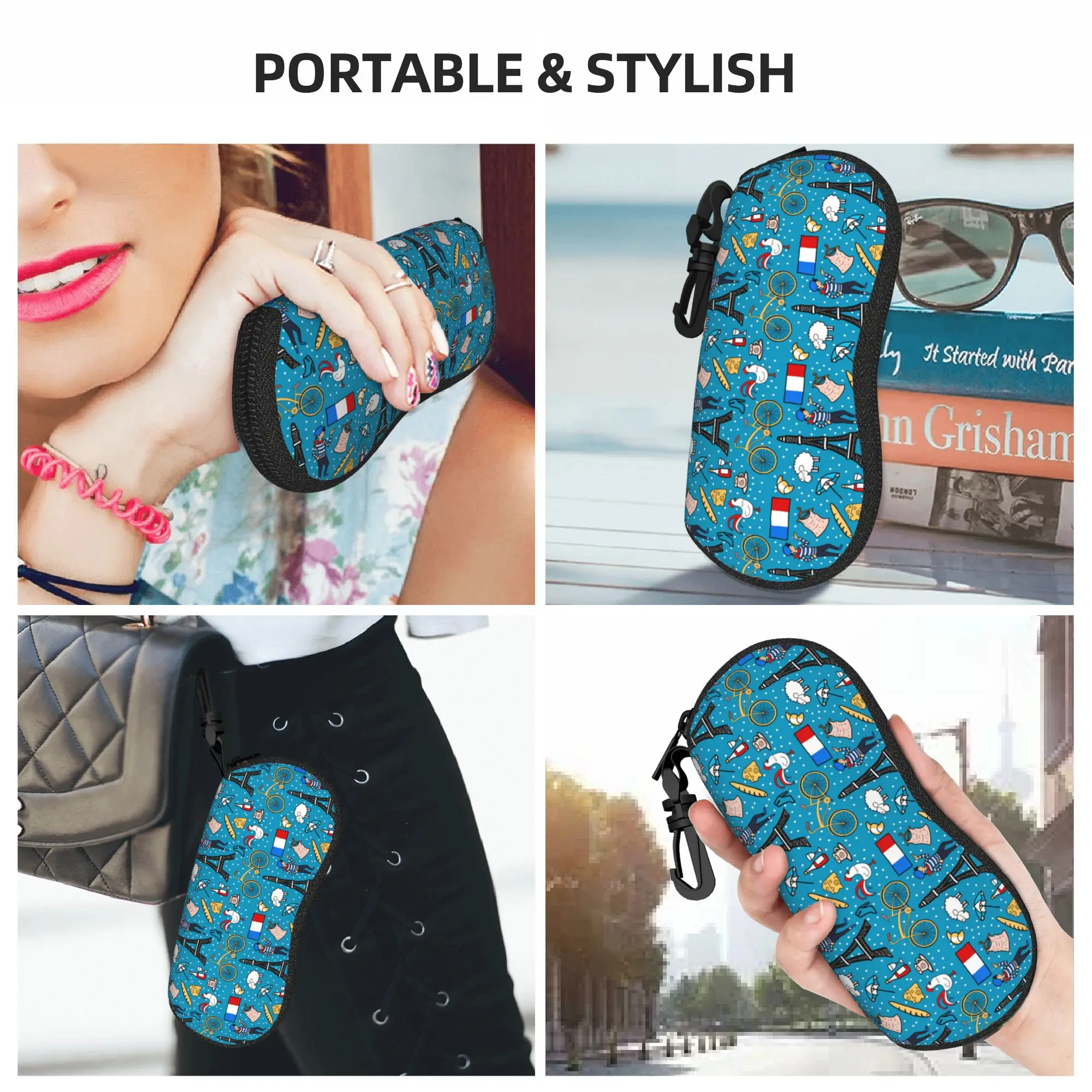French Paris Glasses Case Cover Fashion Travel Sunglasses Pouch For Unisex Trend Eyewear Bag Custom Eyeglass Protector