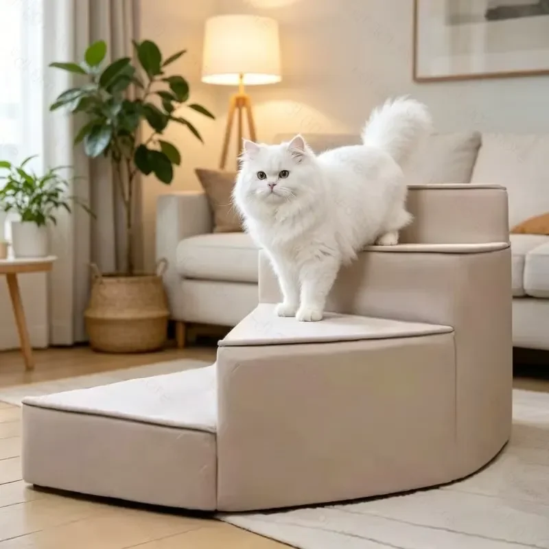 for Pet Stairs Rotating Ladder Soft Sponge Steps for Dogs Cats Access Bed Couch Safe Climbing Aid