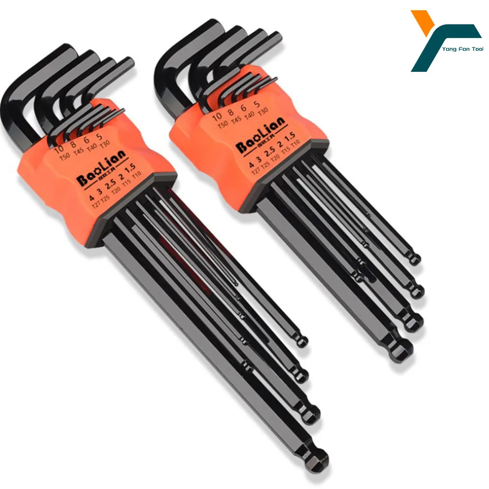 9Pcs Hex Wrench Set Allen Wrench Allen Screwdriver Tool Square Wrench Torx Inner Hexagonal Long Ball End L Key 1.5 - 10mm