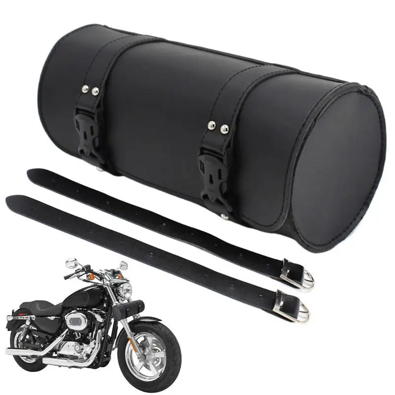 Motorcycle Bar Bag PU Leather Motorcycle Roll Bag Vintage Motorcycle Seat Bag Storage Tool Pouch Dirty Bikes Saddlebags With