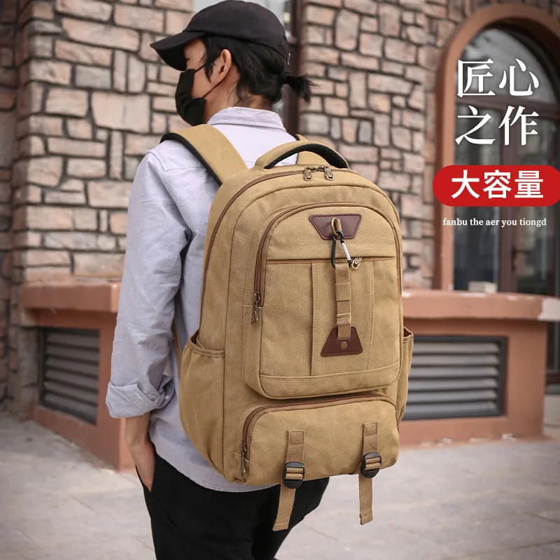 Canvas Climbing Backpack large capacity Hiking Camping Commuting Outdoor Travel Sports Bags Laptop Business Trip Schoolbag сумка