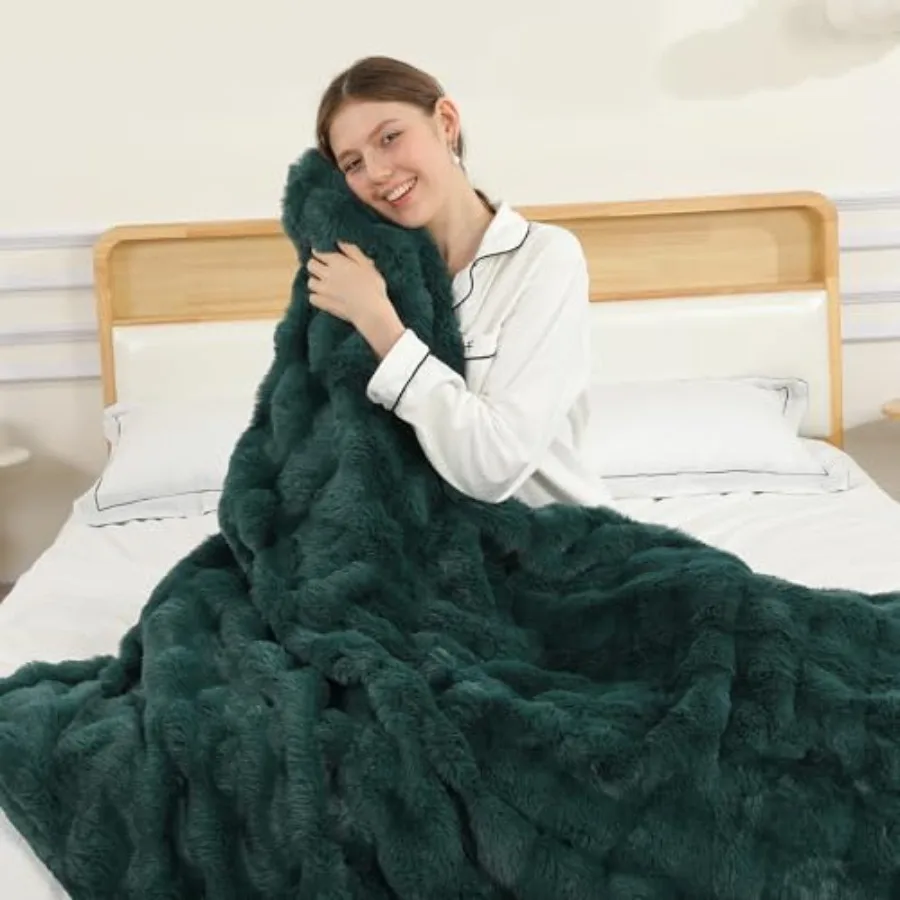 Electric Blanket Twin SizeLuxurious Flannel and Bubble Fleece Electric Blanket 6 Heat Settings 1-10H Auto Shut-Off Fast Heating