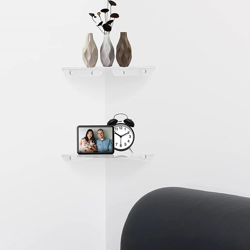 

2 Pcs Wall-mounted Rack Corner Shelf Frame Floating Shelves Acrylic Racks Storage