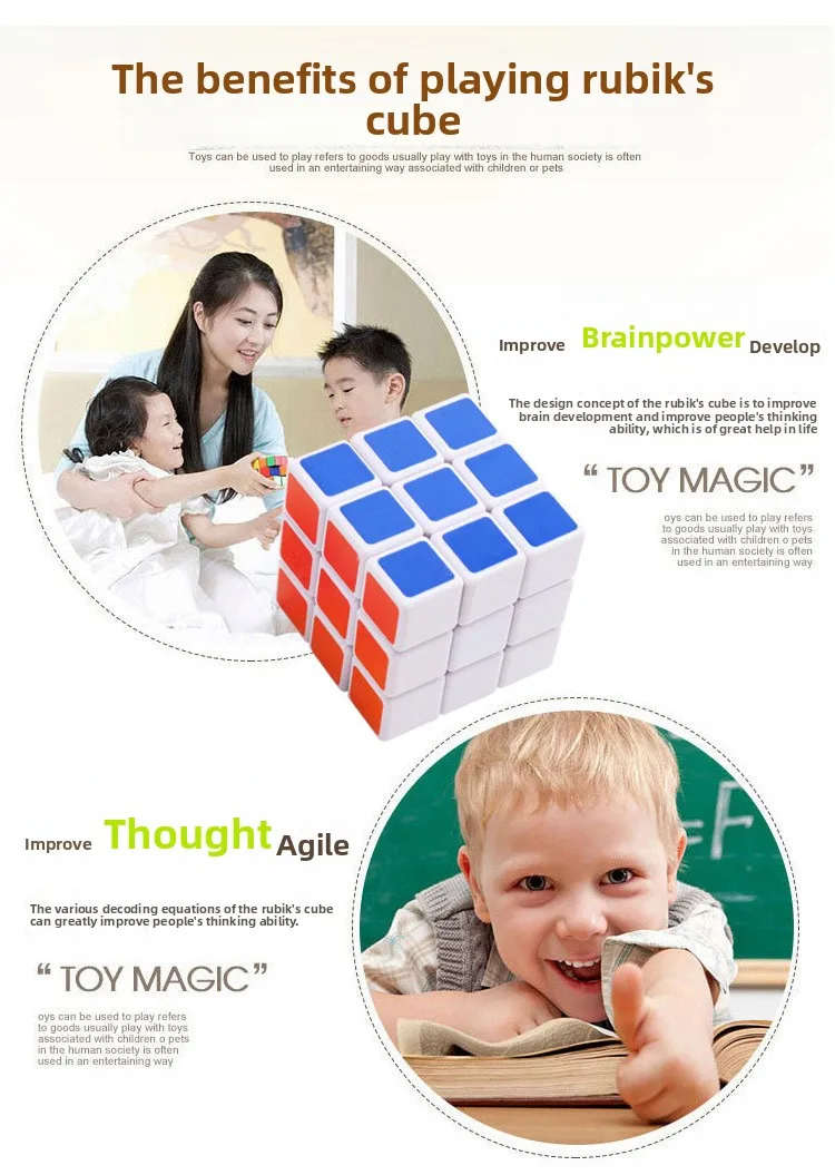 Kostka Rubika 3x3 klasy zawodniczej, 5,7 cm, zabawka edukacyjna dla dzieci wspomagająca rozwój intelektualny i redukująca stres.