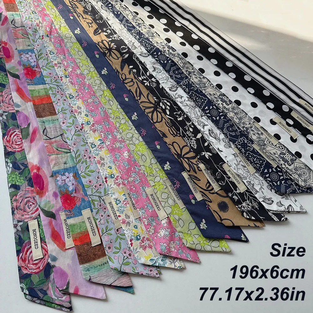 มัลติฟังก์ชั่ผ้าฝ้ายภาพวาดสีน้ํามันผ้าพันคอบางดอกไม้ผ้าพันคอ TULIP Polka Dot เข็มขัดสาว