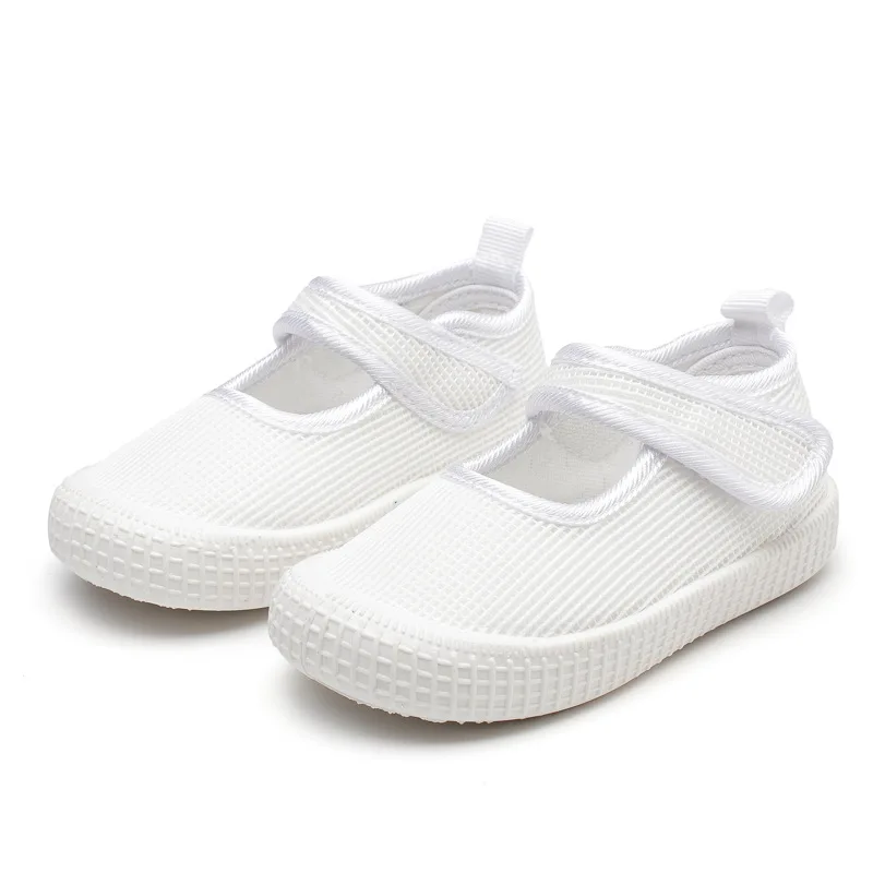 2023 New Indoor White Shoes Boy Black Girl Square Mouth Double Air-mesh Shoes Breathable Students Shoes Hot Fashion Casual Flats