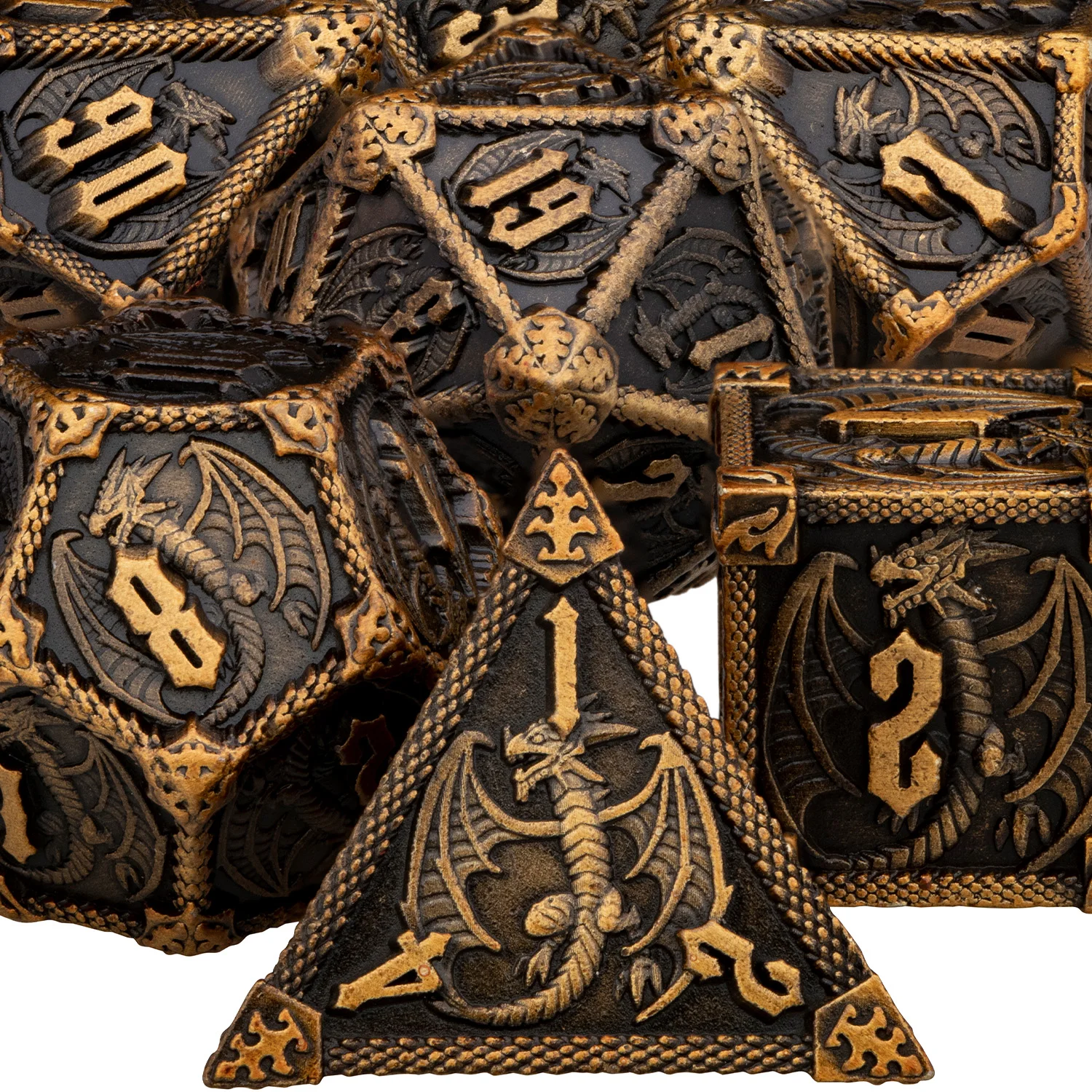 

Ancient Gold DND Metal Polyhedral Dragon Dice For Dungeon and Dragon MTG Pathfinder RPG Board Game D&D Role Playing Game Dice