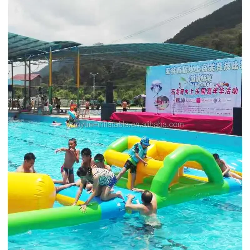 Inflatable Amusement Water Park Obstacle Course Large Outdoor PVC Trampoline Lake Commercial Use CE Certified 500kg Capacity