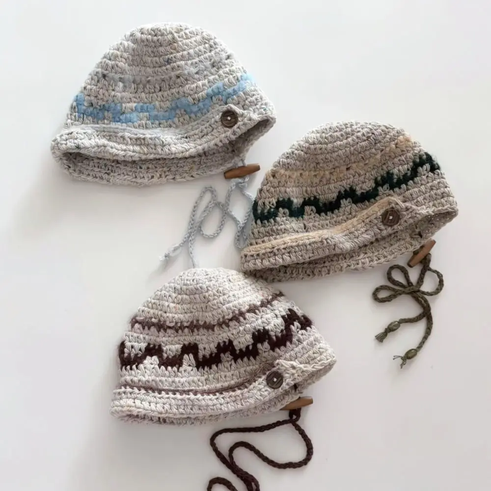 Soft Knitted Beanie Hat Women Winter Autumn Korean Style Button Cuff Cap Breathable Stretchy Warm Casual Head Accessory