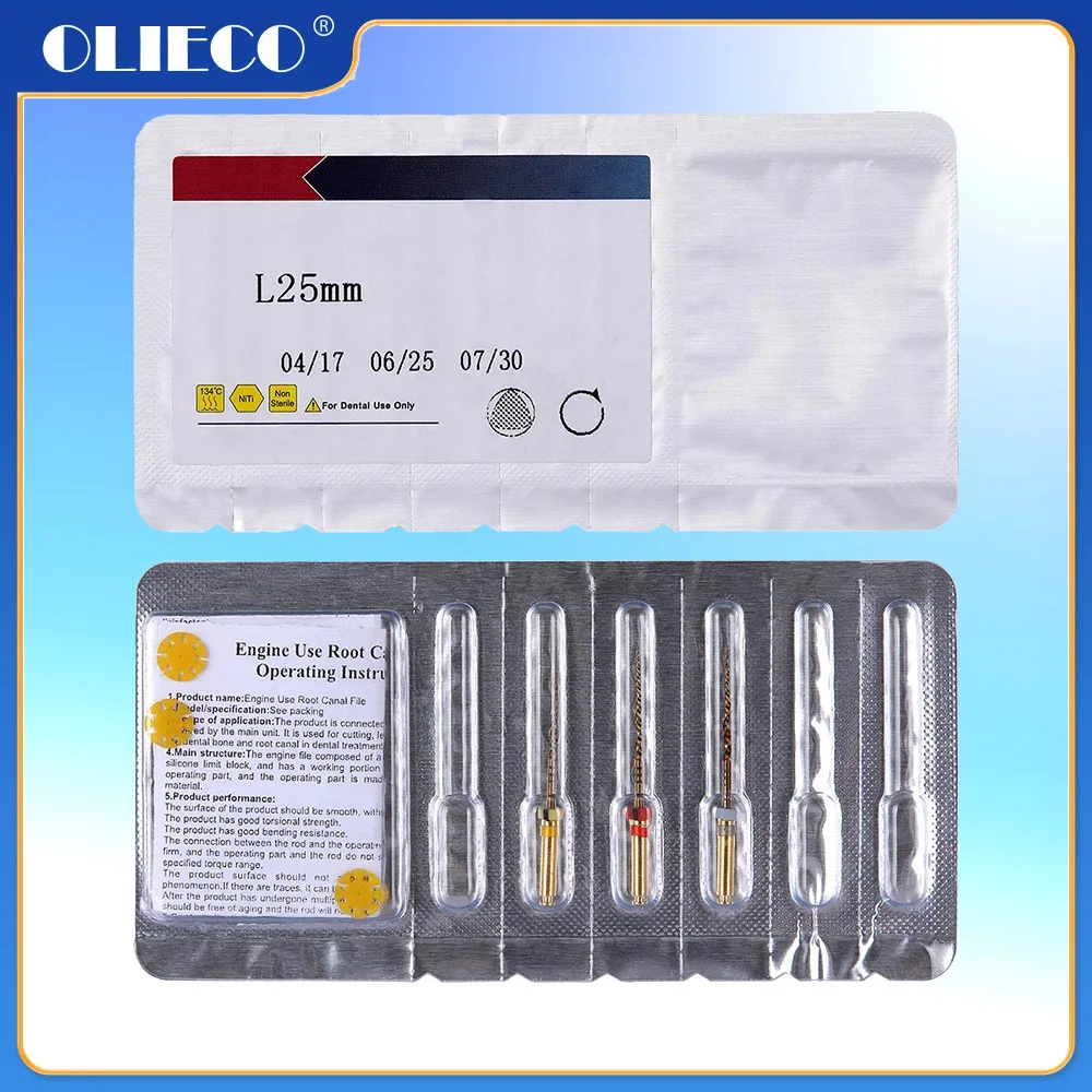 3pcs/pack OLIECO Dental Endodontic Root Canal Niti Files 25mm Engine Use Reciprocating Endo Root Canal Rotary Files