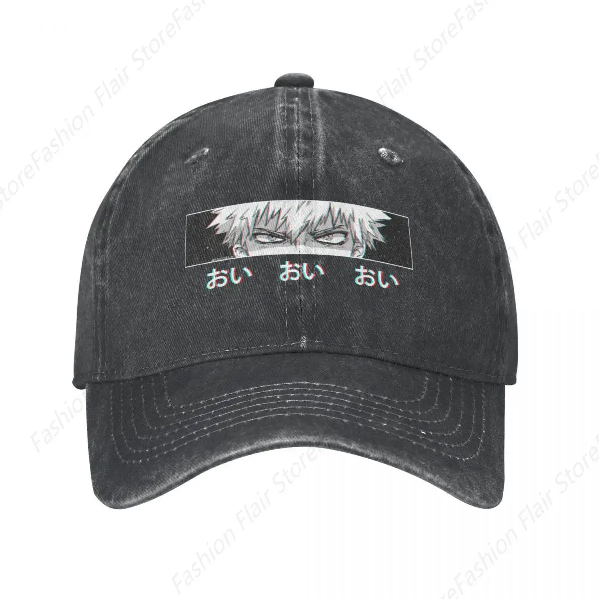 Bakugo 'Oi Oi Oi' BLACK Version My Hero Academia Baseball Cap Vintage Distressed Denim Anime Snapback Cap Outdoor Gift Caps Hat