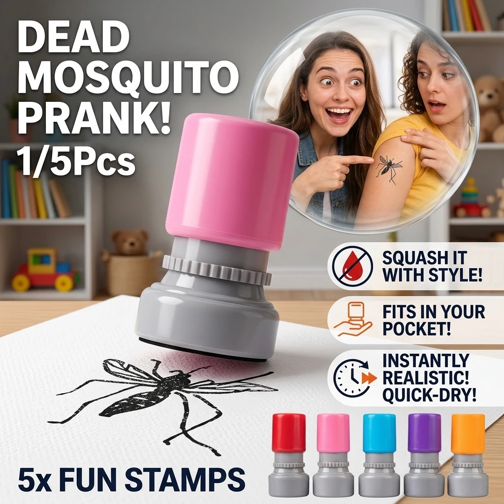 1/5pcs Prank Mosquito Stamp Kit and Ink Creative Spoof Self Inking Funny Stamper Set For April Fools Day Jokes Party Favors&Craf