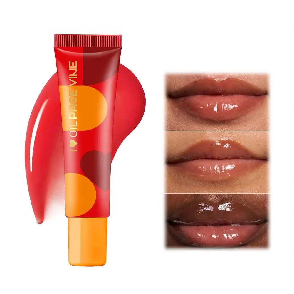 Hydrating Peptide Lip Gloss Transparent Lip Jelly Serum Mirror Water Light Fade Lip Lines Glossy Moisturizing Lip เครื่องสําอาง