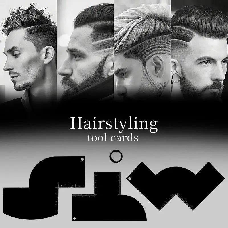 Reusable Barber Enhancement Measuring Card 1/2/4Pcs Black Haircut Guide Stencil for Professional Barbershop Home Hair Cutting