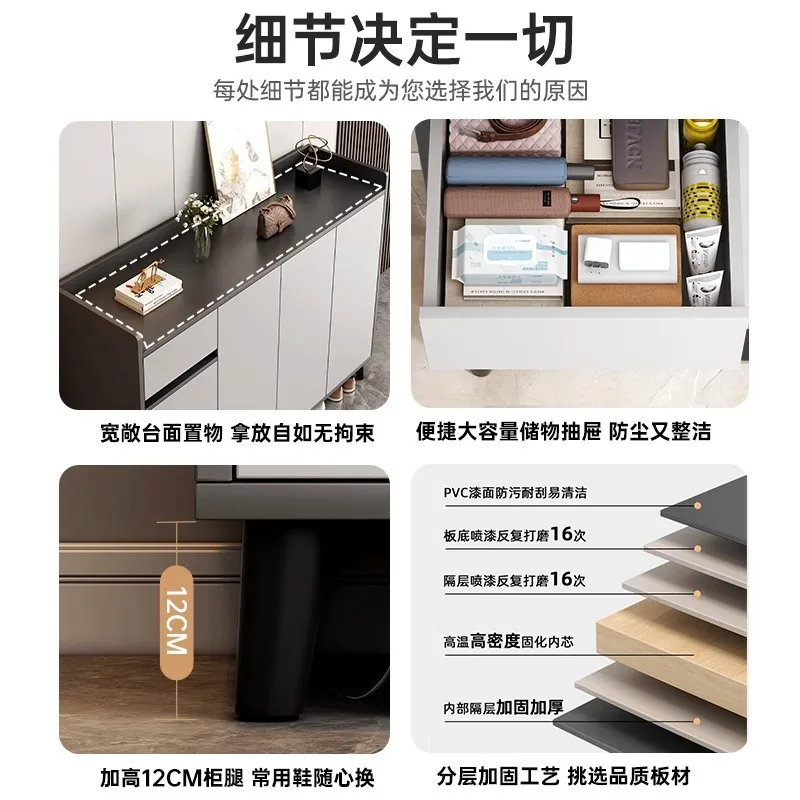 خزانة الأحذية باب منزلي 2025 شرفة داخلية جديدة خزانة متكاملة أرجل خشبية صلبة رف أحذية متعدد الطبقات #5