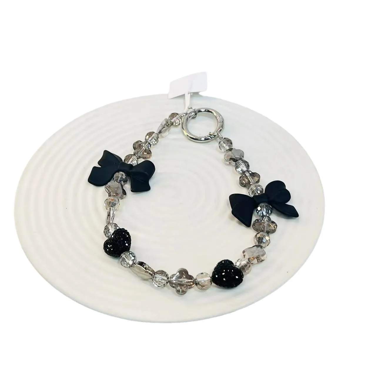 سلسلة هاتف بحبل مضاد للخسارة من سلسلة القوس الأسود DIY، سلسلة قصيرة من إكسسوارات الموضة لحقيبة اليد والمفتاح