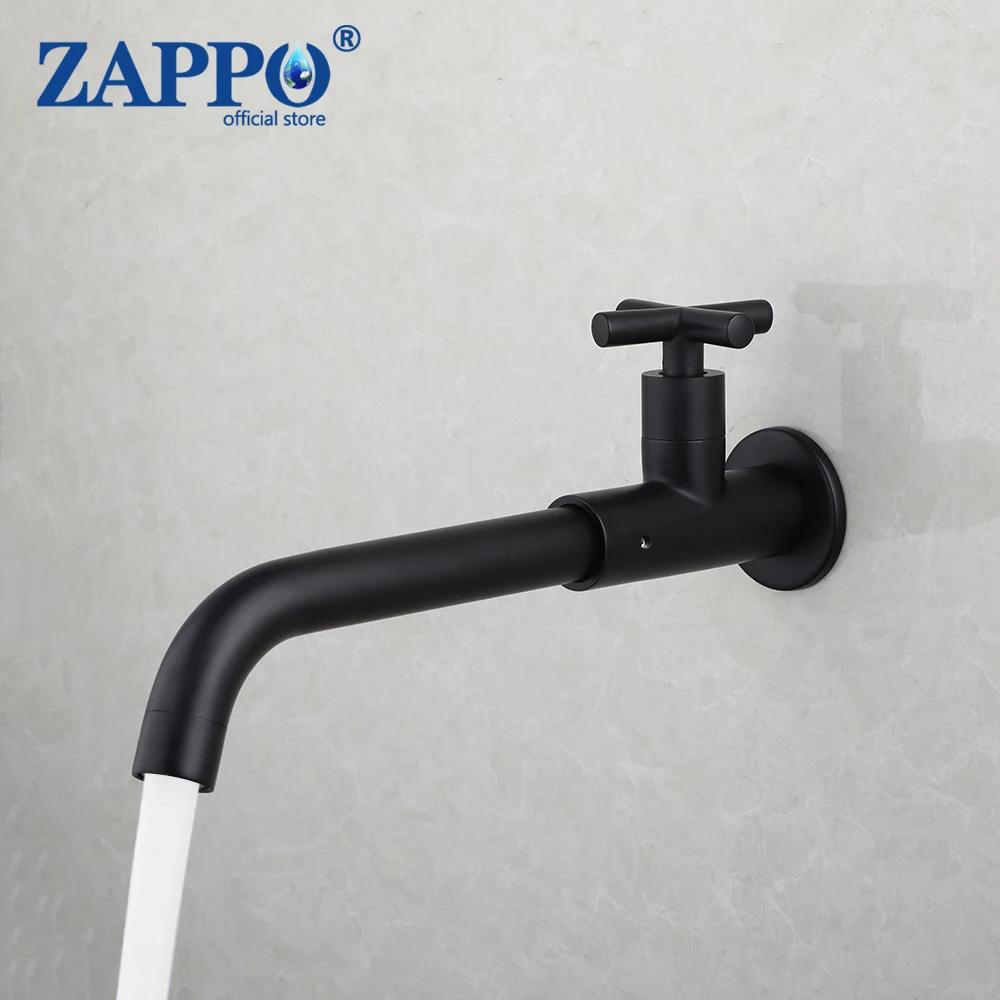 ZAPPO Outside Basin Sink Faucet Slim Bathroom Faucets Stainless steel Tap Single Cold Water Basin Crane Tap Wall Mounted