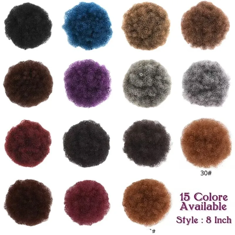 Sanggul Afro Puff Tali Serut |   Ekor Kuda Keriting Keriting 8 Inci |   untuk Ekstensi Rambut Manusia Wanita