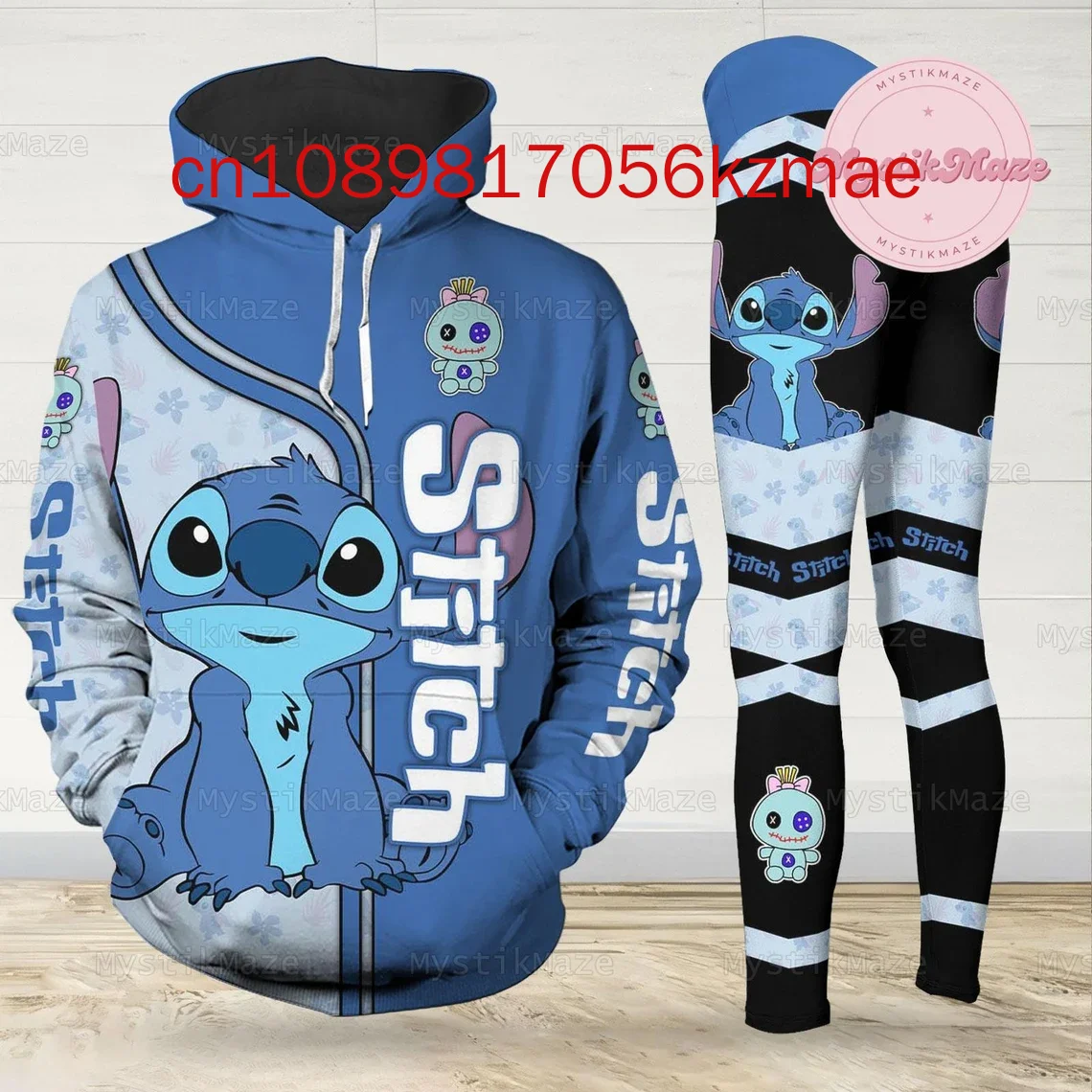 Free Custom Name Disney Stitch Hoodie And Leggings Women\'s 2024 New Hoodie Yoga Pants Sweatpants Fashion Sets