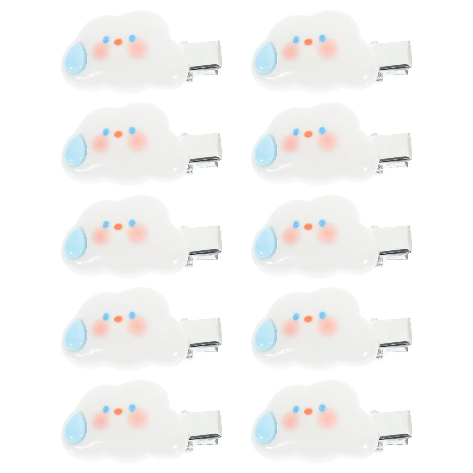10Pcs 구름 헤어 클립 소녀를위한 유행 카와이 헤어 액세서리 어린이를위한 안전한 스타일링 클립 매일 또는 파티 사용