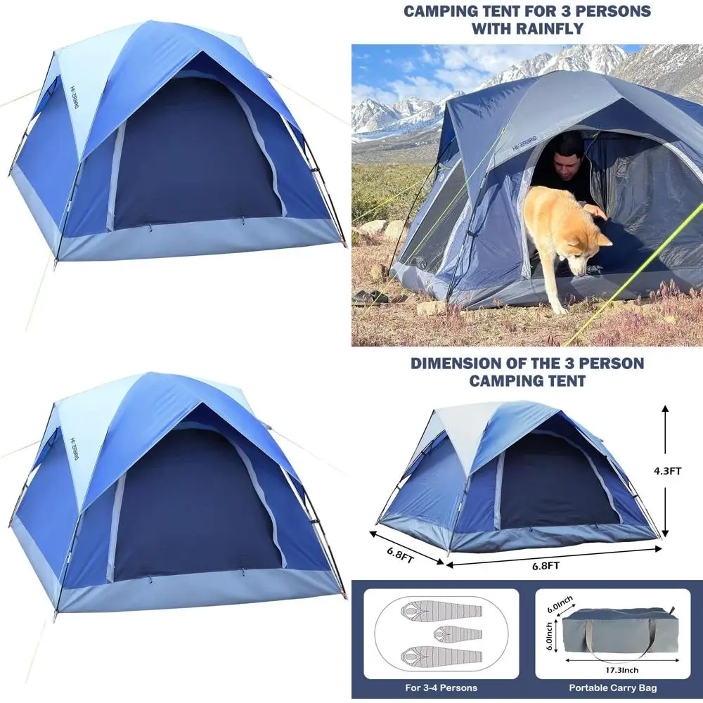 

Компактная купольная палатка на 3 человека с двумя входами и сетчатым потолком, водонепроницаемая палатка на 4 человека со съемным тентом от дождя, универсальная палатка на 2-4 человека