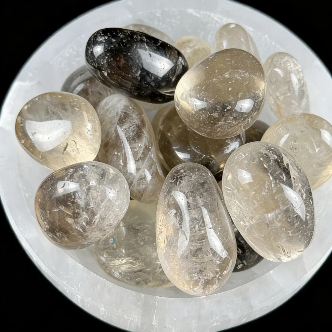 1/3/5oz Smoky Quartz Tumbled Stone, Black Gray Crystal Pocket Stone, DIY Gemstonestones, Home Decoration, Crystal Gifts