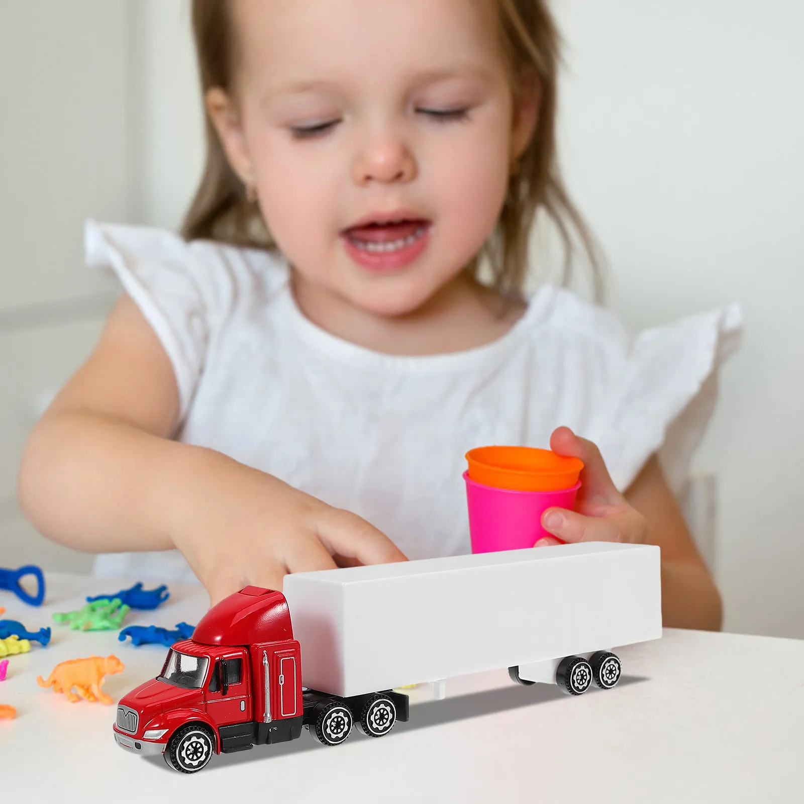 

Alloy Container Truck Vehicle for Kids American Design Realistic Transport Scene Gift for Boys Car Carrier Playset