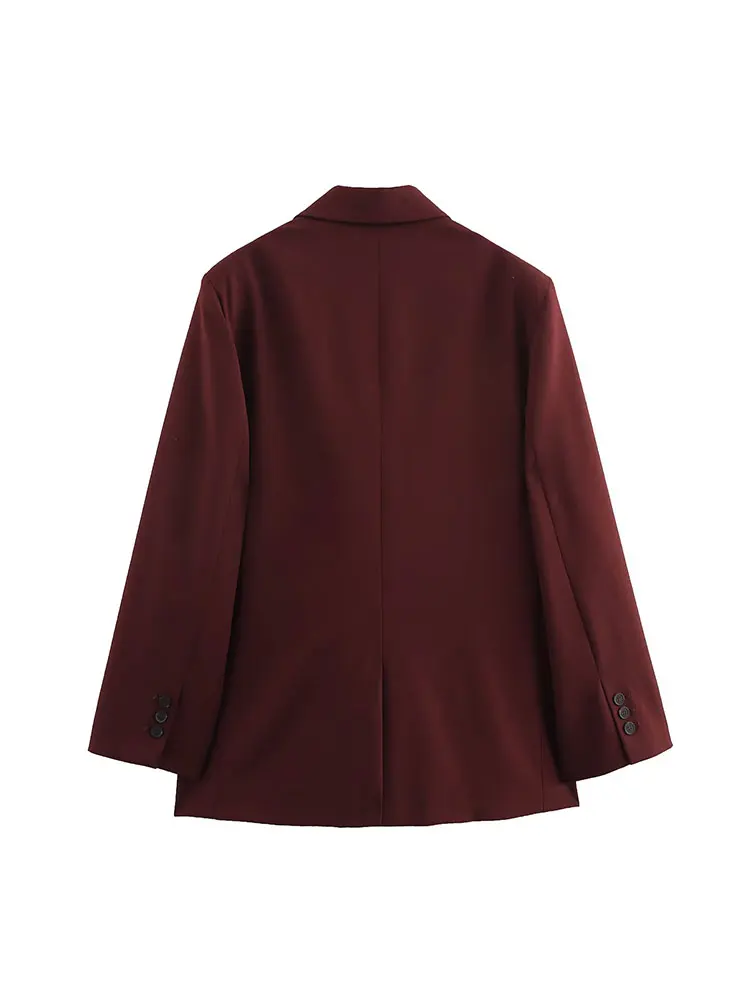 NLZGMSJ 2025 Lente vrouwen Office Blazer Effen Zakken V-hals Lange Mouw Enkele Knop Blazer Mode Outwears