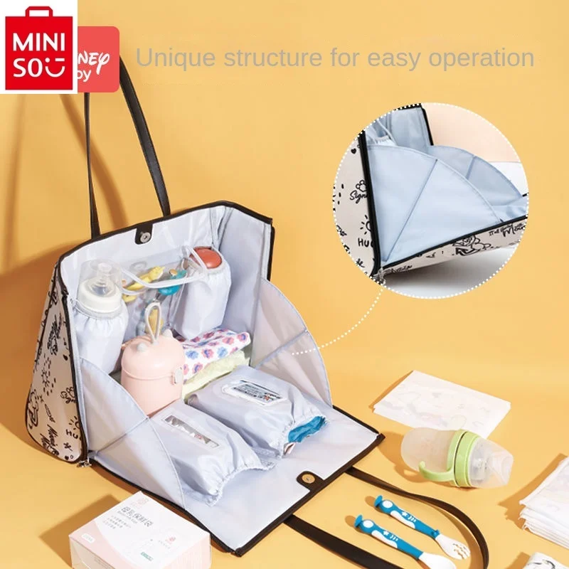 MINISO   Disney Maternal and Baby Lightweight Fashion Handbag Women's High Quality, Large Capacity, Multi functional Tote Bag