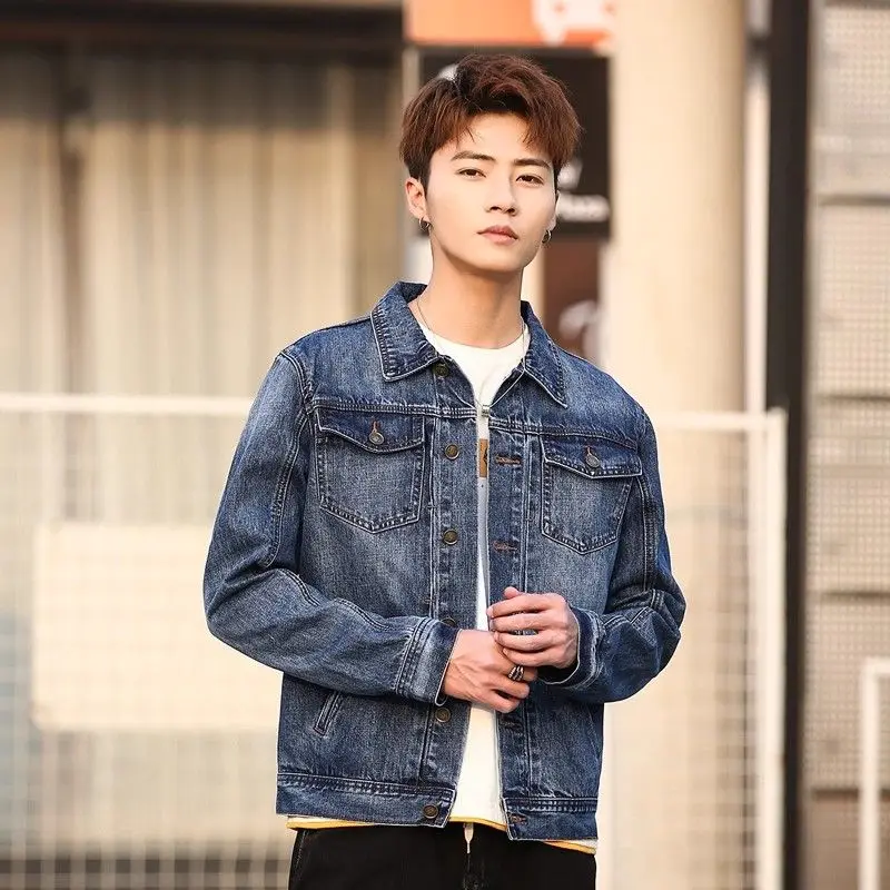 

Retro Waed Slim Fit Men's Denim Jaet Autumn New Sle Spring Summer Casual Motorcycle Jaet Trendy Youth Polyester Cotto...
