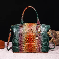 Borsa a tracolla di moda in rilievo di coccodrillo di lusso borsa a tracolla in pelle Vintage da donna di colore misto di grande capacità impermeabile