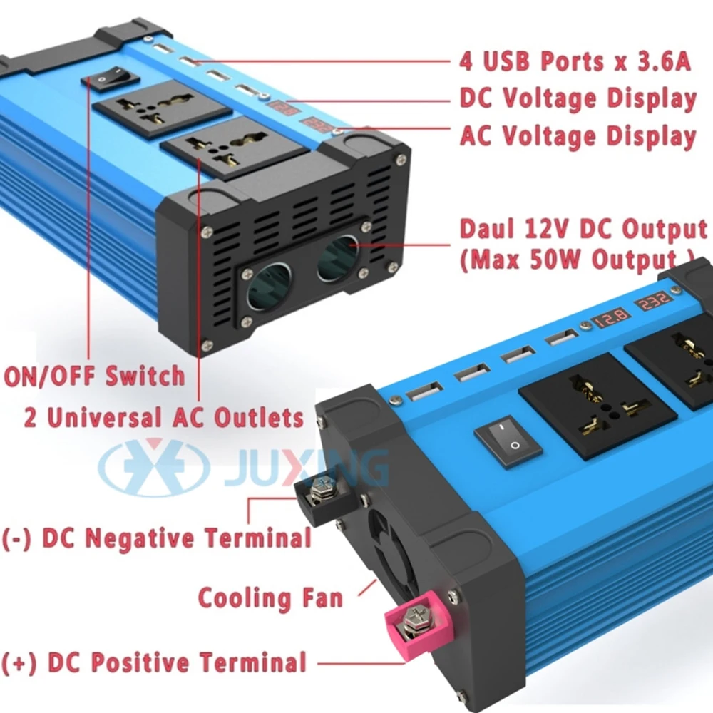 JUXING 키트: 4000W 전력 인버터 + 18W 태양 전지 패널, 배터리 없음, DC 12V ~ AC 220V, 전력 변환기 비상 전원