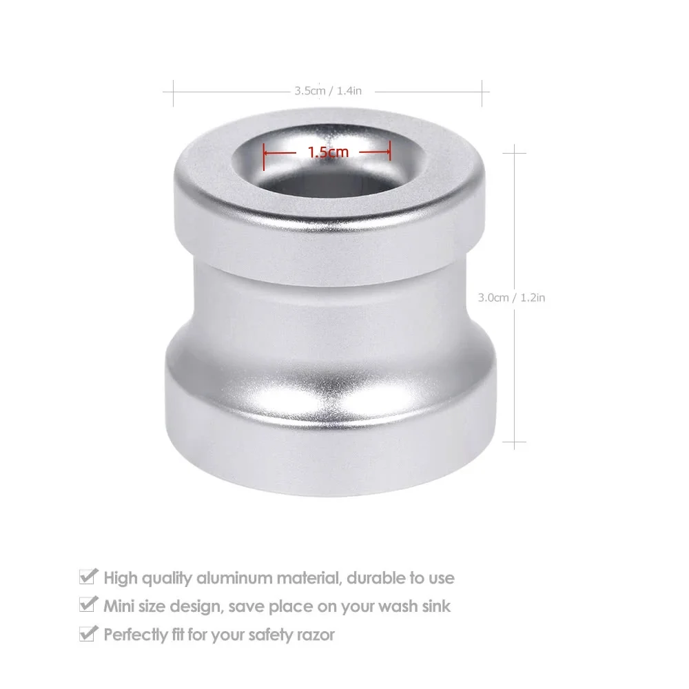1 Pc Men's Shaving Razor Base Aluminum Alloy Safety Razor Stand Manual Beard Shaver Holder for Bathroom Countertops