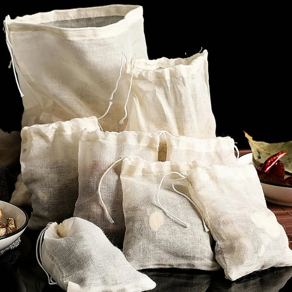

50 Pcs Spice Bags for Cooking Soup Reusable Drawstring Bag Tea Bags Unbleached Cheesecloth Bag for Straining Making Tea
