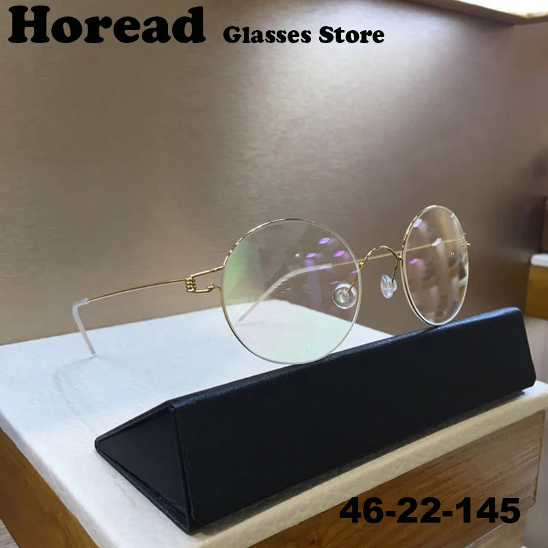 

Denmark Pure Titanium Samll Round Glasses Frame Men Women Ultralight Gold Wire Screwless Eyeglasses Small Face Spectacle Korea