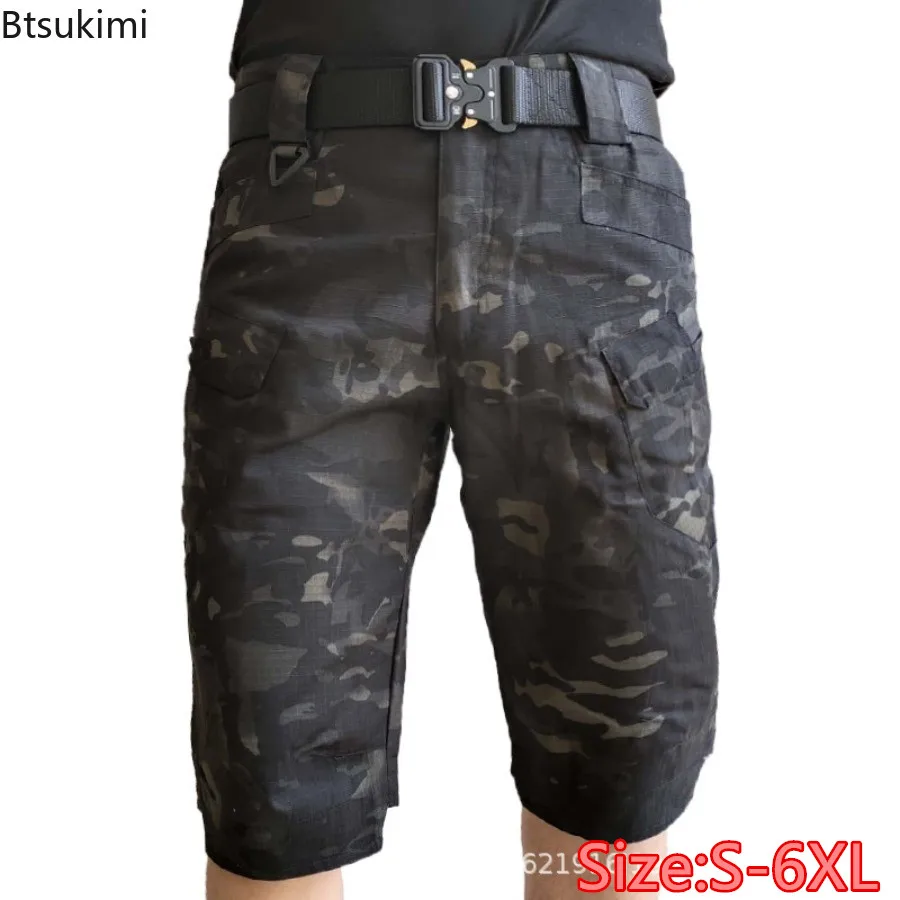 2024New Men's Camouflage Cargo Pants Outdoor Training Wear Resistant Waterproof Sport Shorts Multil-pockets Tactical Shorts Male