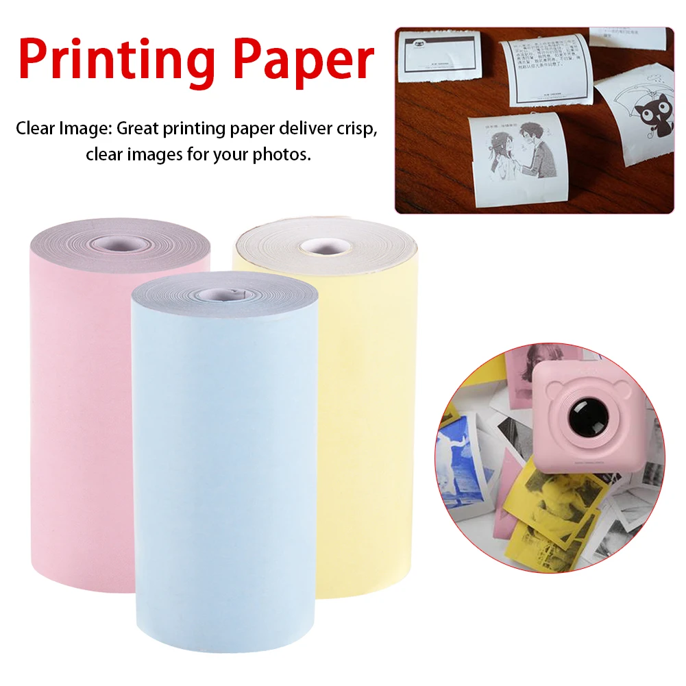 3colors/set Multifunction Supermarket Solid Mini Thermal Paper Restaurant 57x30mm Hotel Smooth Portable Photo Printer Small